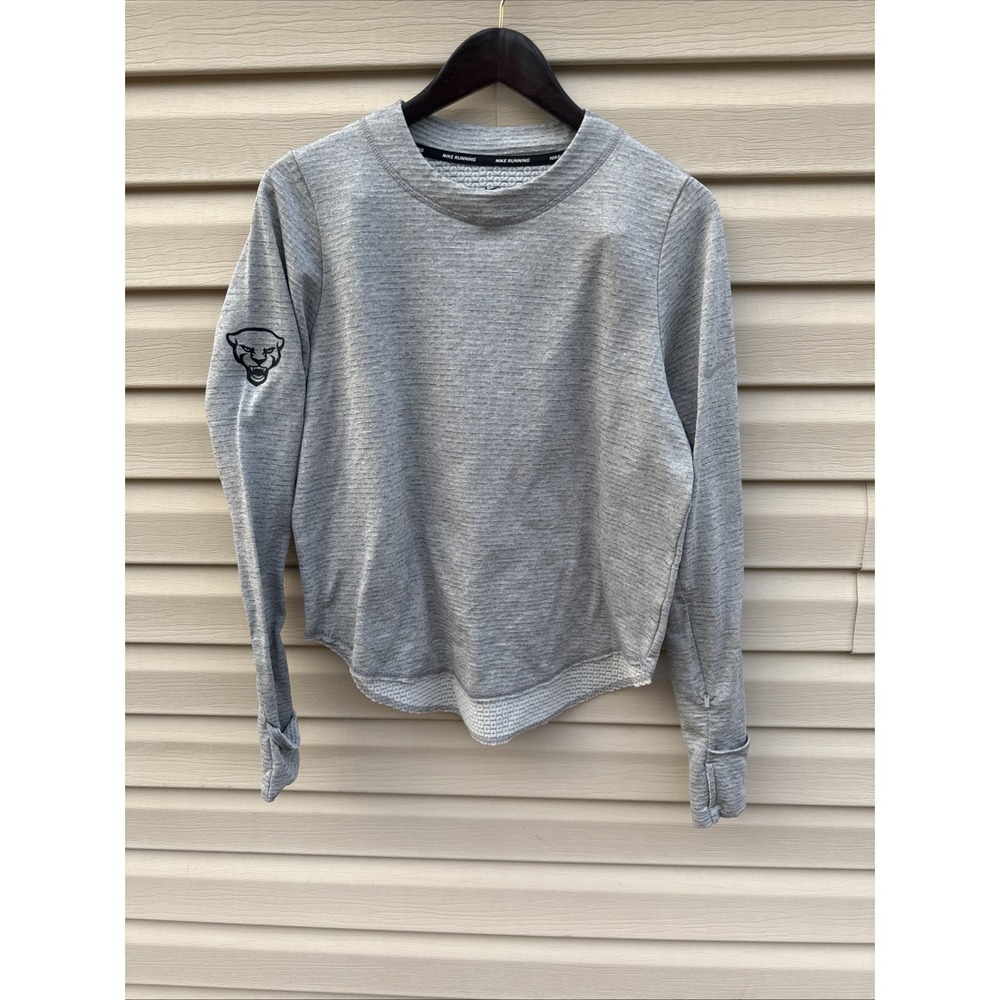 NIKE Running THERMA SPHERE ELEMENT DRI FIT LONG SLEEVE TOP Grey M Pitt Panthers
